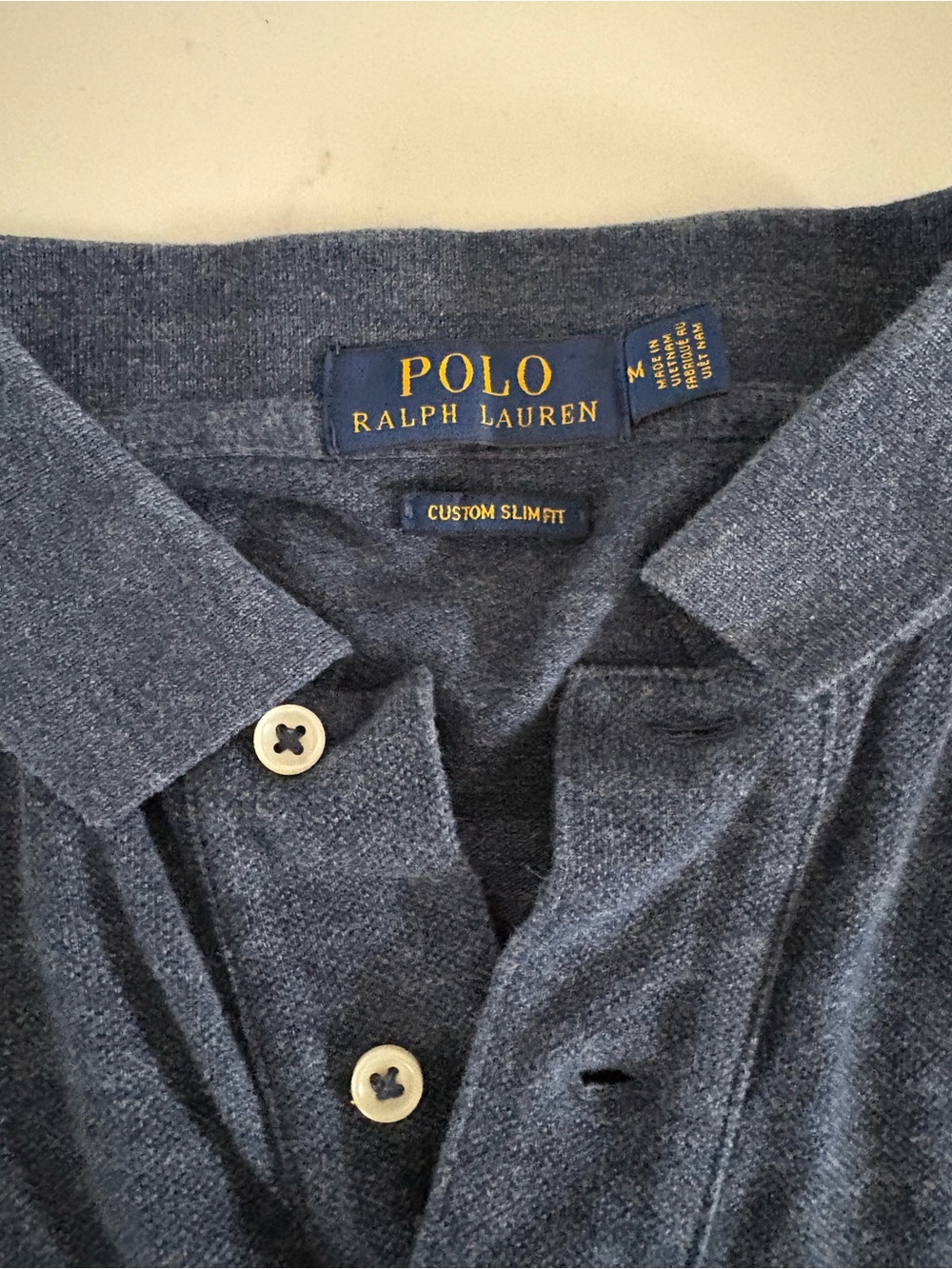Polo by Ralph Lauren Navy Heather Custom Slim Fit Polo